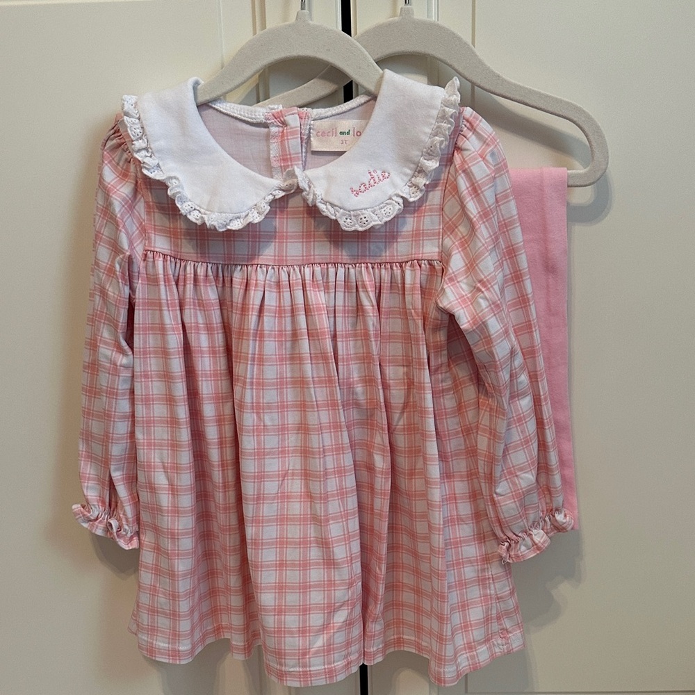 Pink Plaid Tunic with Peter Pan Collar Sadie Embroidery